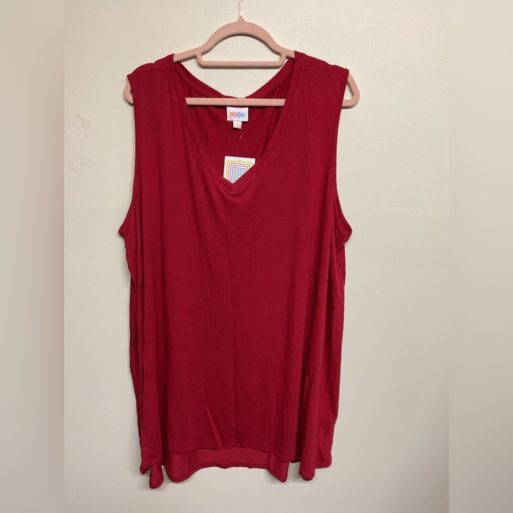 LuLaRoe Sleeveless V-Neck Tank Top in Deep Red